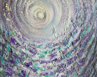 One of a kind abstract textured 3D impasto acrylic painting "Healing From Within", spiritual art, no frame required, 36 x 24  in.