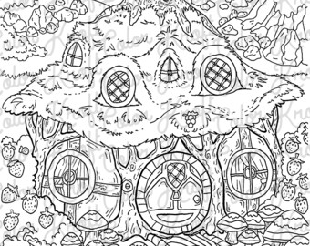 Hobbit Hole Coloring Page // Printable Coloring Page // | Etsy