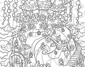 Hobbit Hole Coloring Page // Printable Coloring Page // | Etsy
