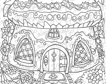Hobbit Hole Coloring Page // Printable Coloring Page // | Etsy