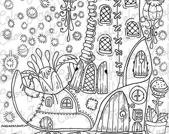 Hobbit Hole Coloring Page // Printable Coloring Page // | Etsy