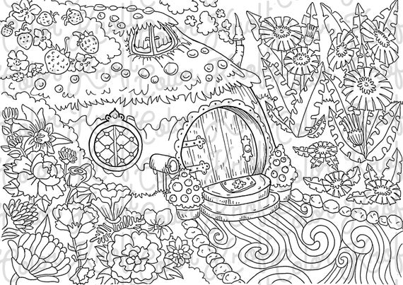 Fairy Garden Printable Coloring Page Digital Download Color Etsy