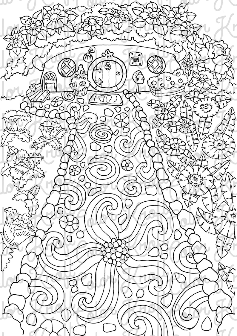 Fairy Garden Printable Coloring Page // Digital Download Color Pages
