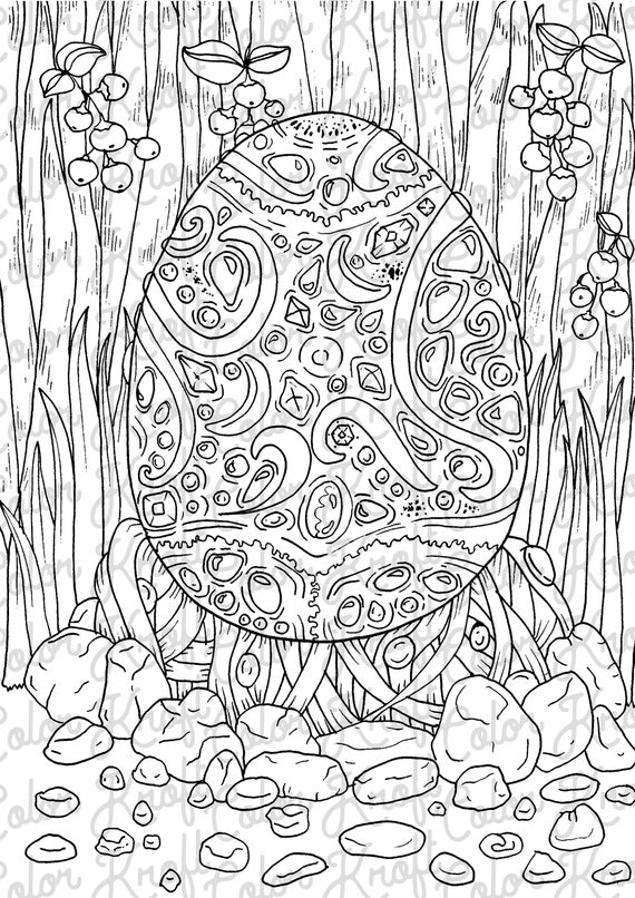 Bejeweled Egg Coloring Page Printable Coloring Page Etsy