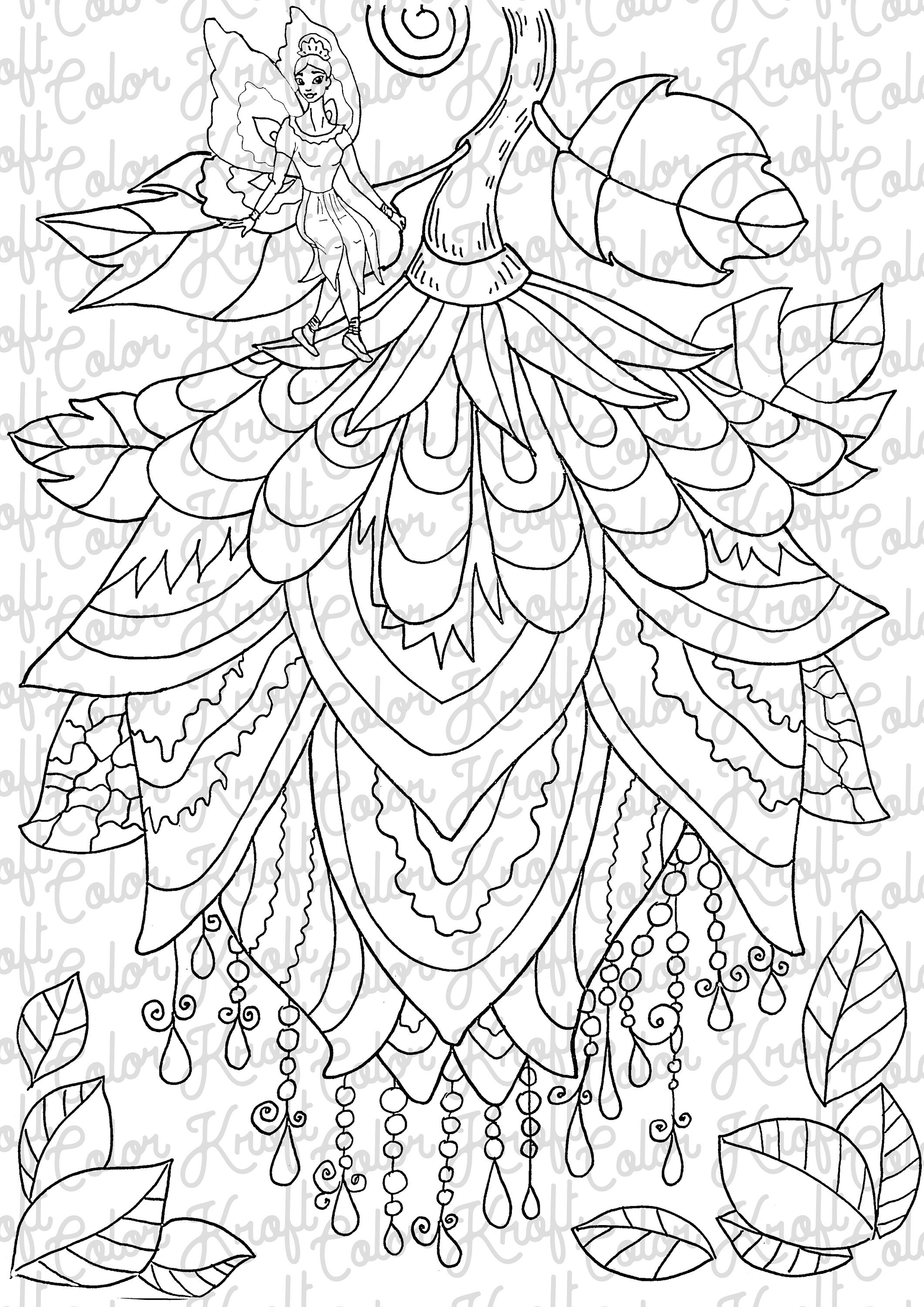 Download Fairy Garden Coloring Page // Printable Coloring Page | Etsy