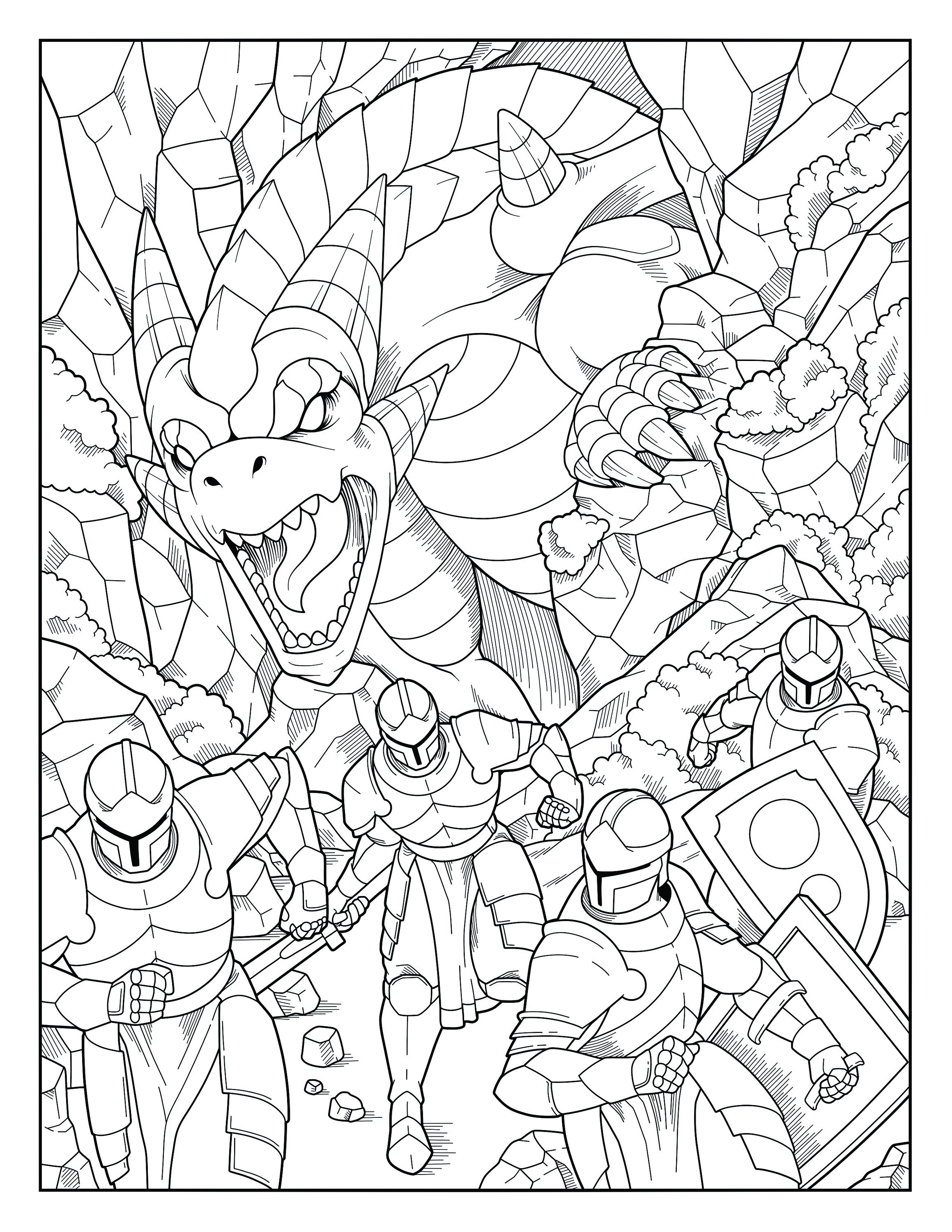 dragon coloring 30 page book printable coloring pages etsy