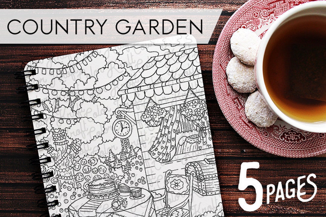 Adult Coloring Book Pages // Printable Coloring Pages // Country Garden ...