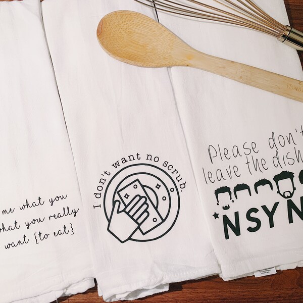 90’s Funny Kitchen Tea Towels / 90’s R&B / Boy Bands and POP Singers / Kitchen Decor / Home Decor / House Warming Gift / Gifts For Her