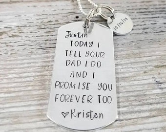 Wedding Day Gift Today I Tell Your Mom I Do and I Promise You Forever Too, Necklace Jewelry Stepson, Stepdaughter with name Blended Family