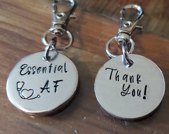 Essential AF Medical Stethoscope Heart Thank You Keychain Phone Charm for Doctor Nurse Healthcare PT Vaccination Gift 1" Aluminum with Hook