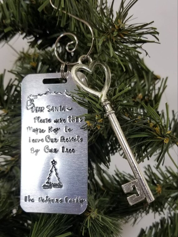 Hand Stamped Personalized Santa/'s Magic Key Christmas Tree Decor ornament