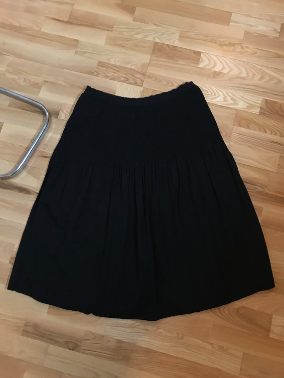 Black vintage skirt Midi length elastic top A line flare design large size Formal midi skirt