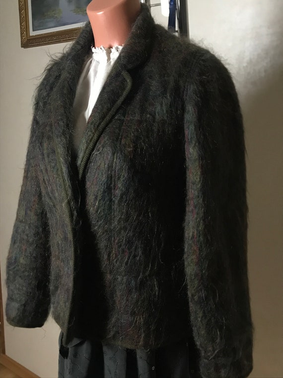 Women's vintage 80s jacket, wool and viscose, flu… - image 5
