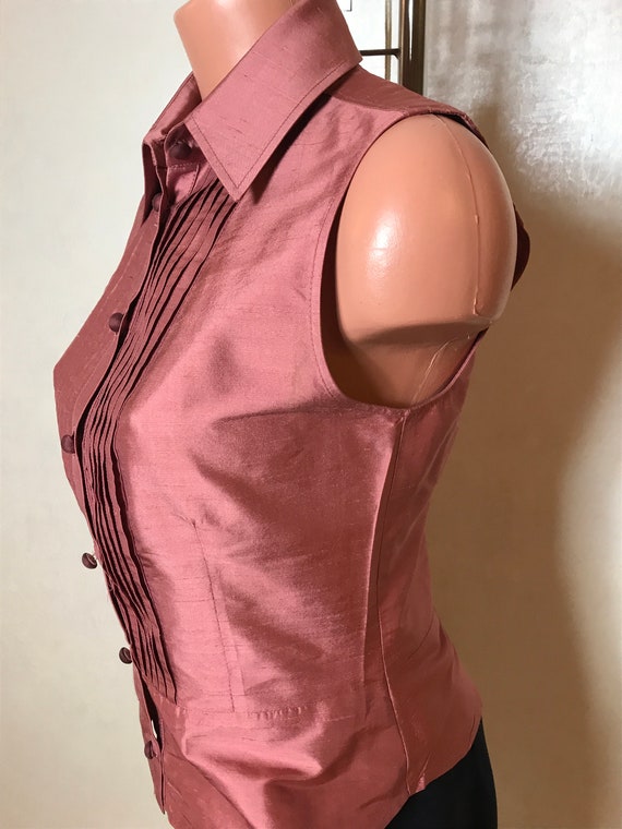 Pink vintage 90s vest, sleeveless shirt, striped … - image 5