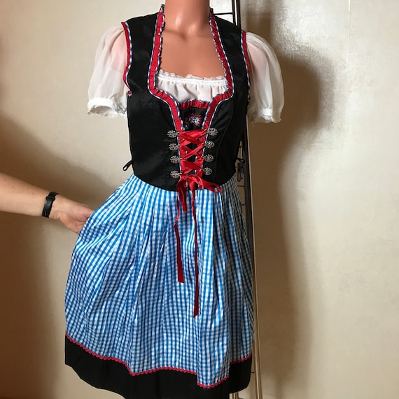 Octoberfest vintage 90s dirndl dress, black corse… - image 1