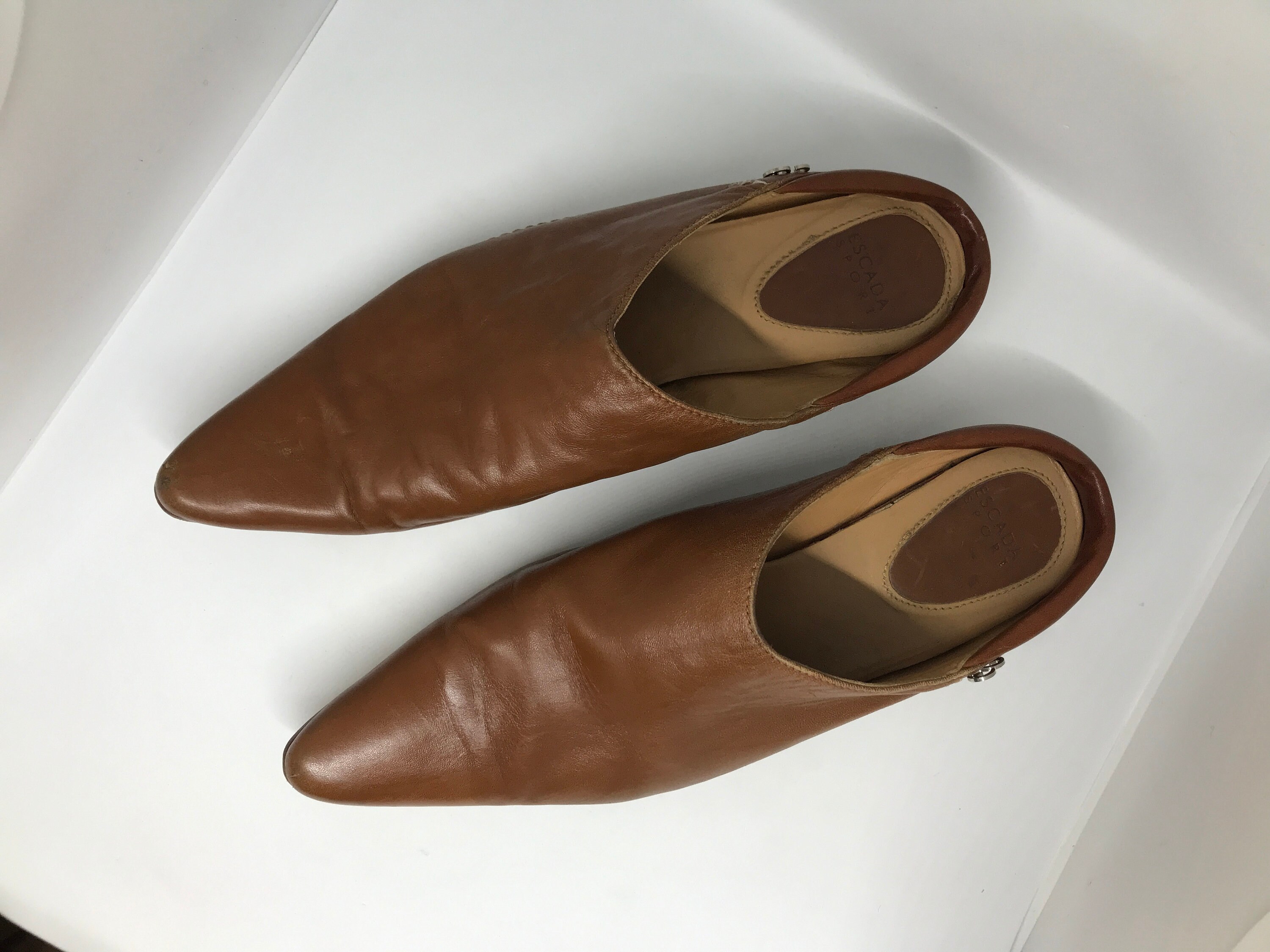 Leather vintage 90s mule shoes brown leather size 40 EUR Etsy