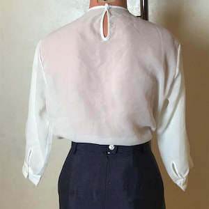 Vintage Blouse Collection: 60s Embroidered, Red Silk Beaded, Cupro Print, Dirndl Top. Size M image 12