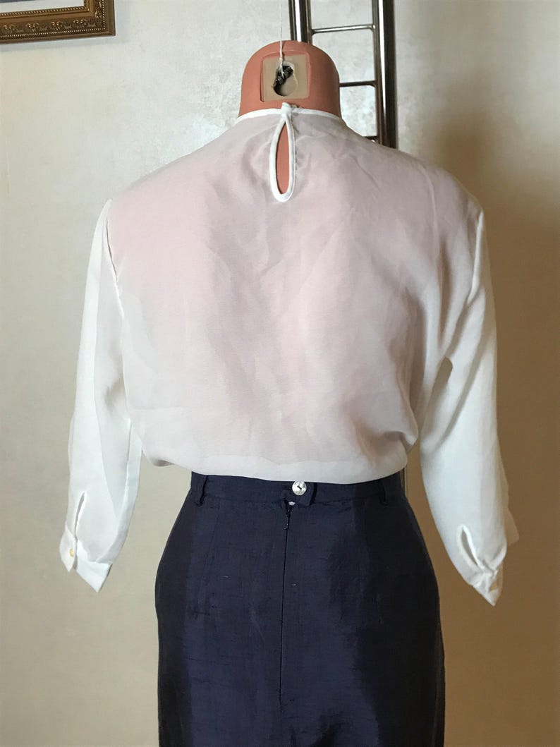 Vintage Blouse Collection: 60s Embroidered, Red Silk Beaded, Cupro Print, Dirndl Top. Size M image 12