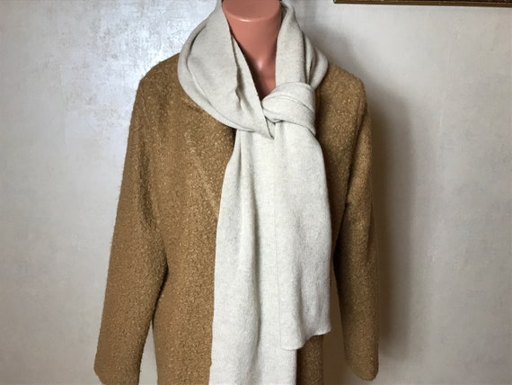 Ivory vintage 90s scarf, unisex scarf, wool, mini… - image 1