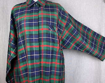 Vintage overhemdcollectie: Thaise zijden ruit, abstracte print, groene kasjmier, Hugo Boss bloemenprint. Maat L