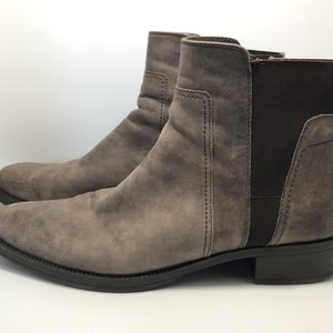 Geox vintage 90s boots, chelsey boots, size 41, brown leather, zipper fastening, stretchy, demi season shoes, women&#39;s boots