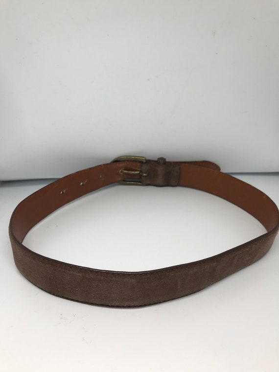 Vintage 80s belt, brown suede leather belt, unise… - image 4