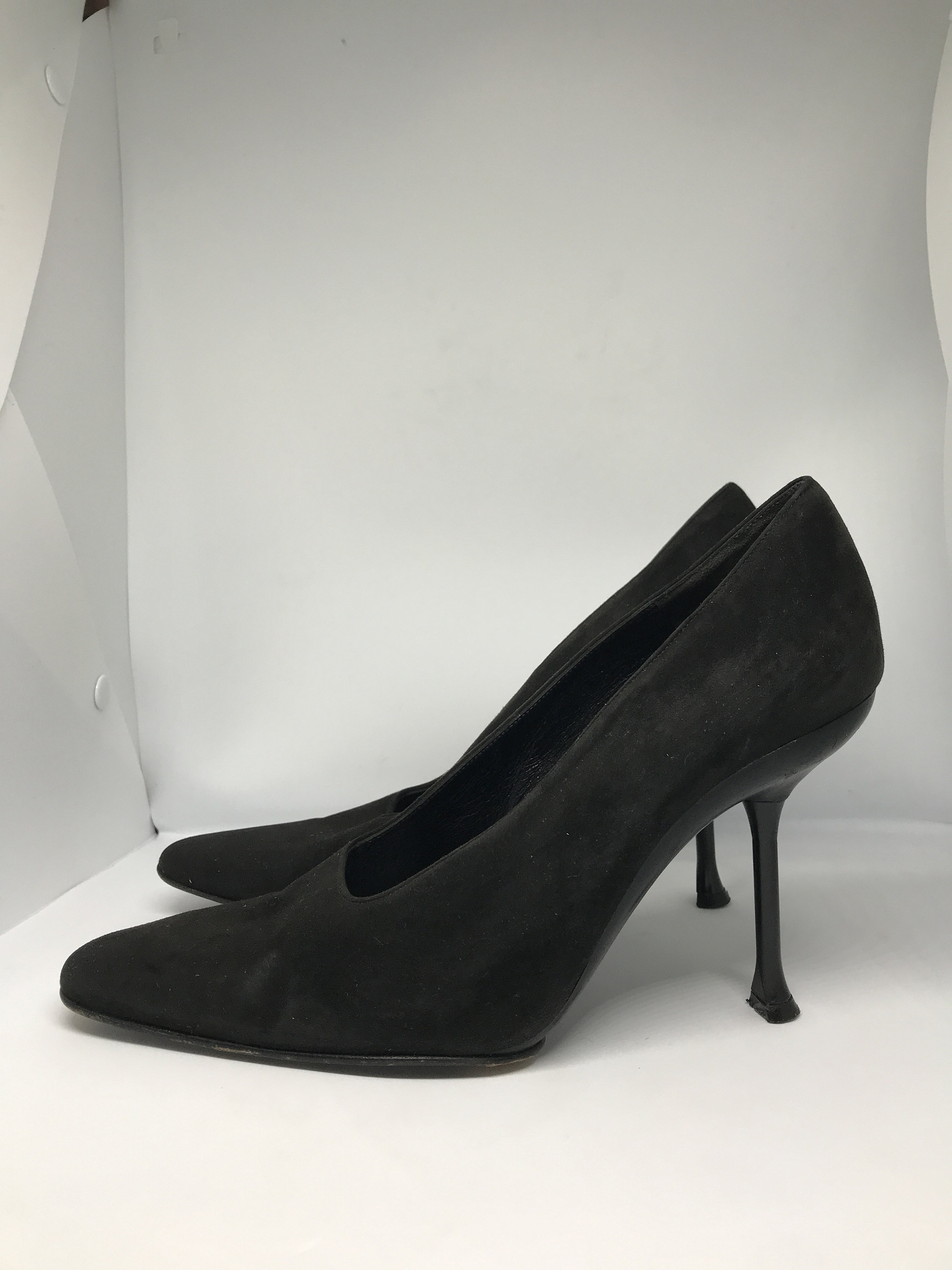 Vintage 80s Womans Shoes Black Leather Suede Shoes Point - Etsy UK