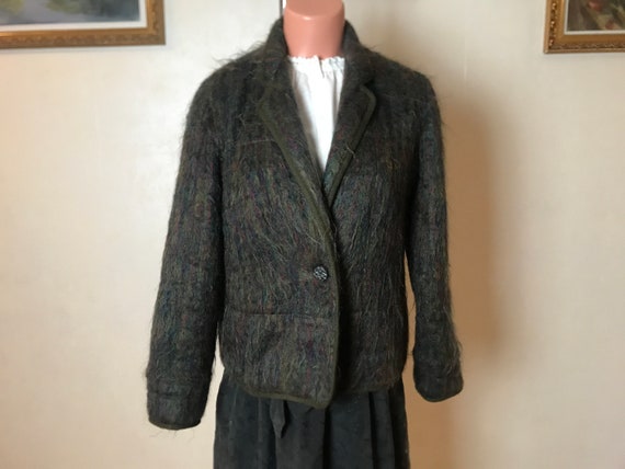 Women's vintage 80s jacket, wool and viscose, flu… - image 7