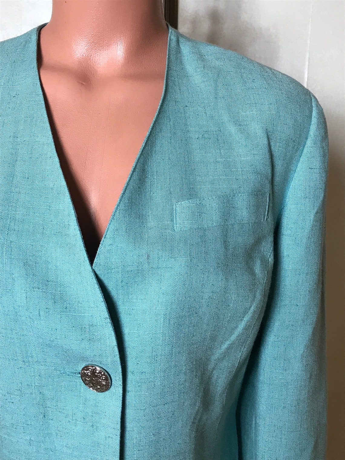 Blue vintage 80s suit medium size two piece set jacket and | Etsy