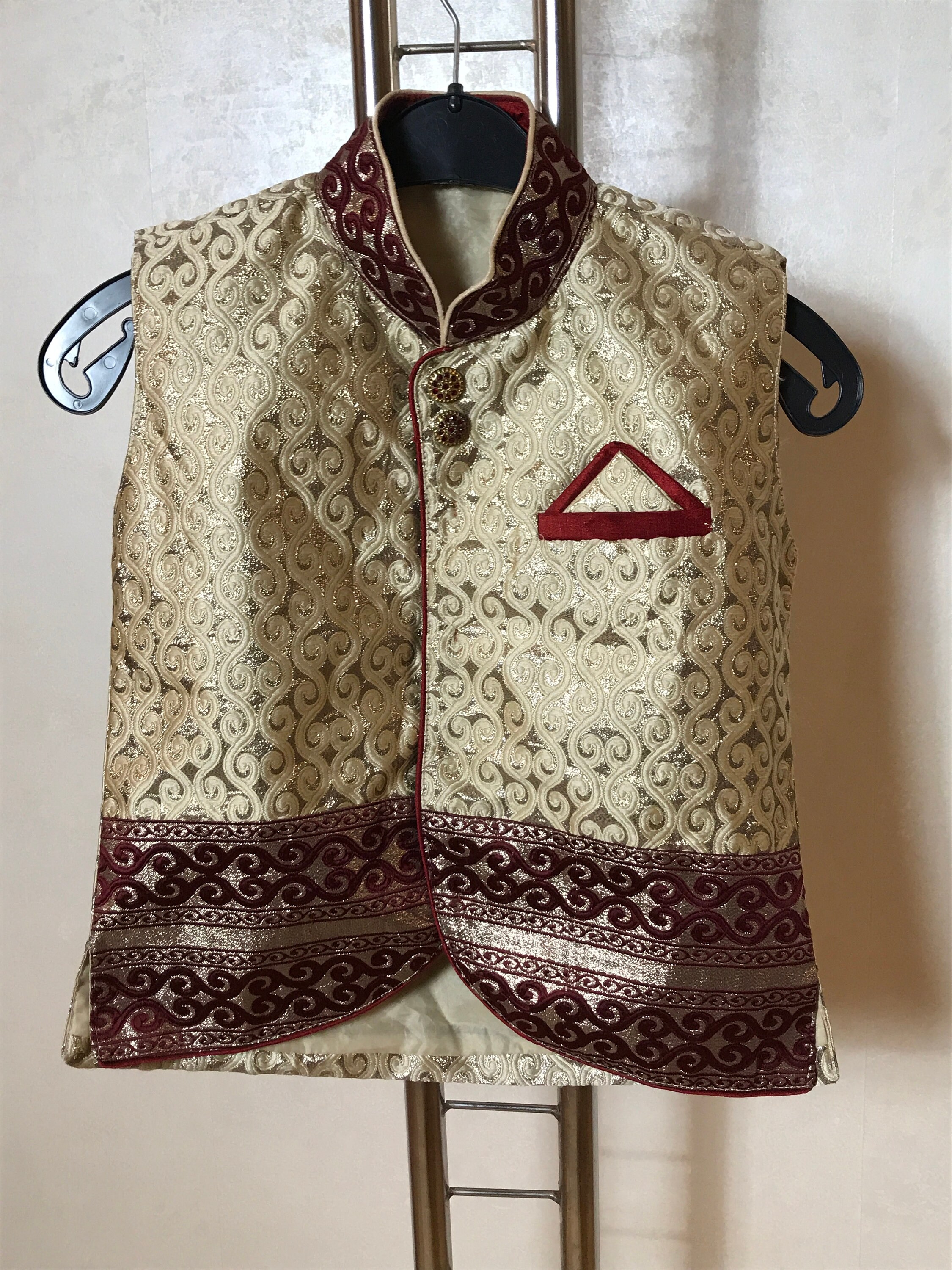 Ethnic Style Vintage Waistcoat Golden and Red Embroidery Etsy UK
