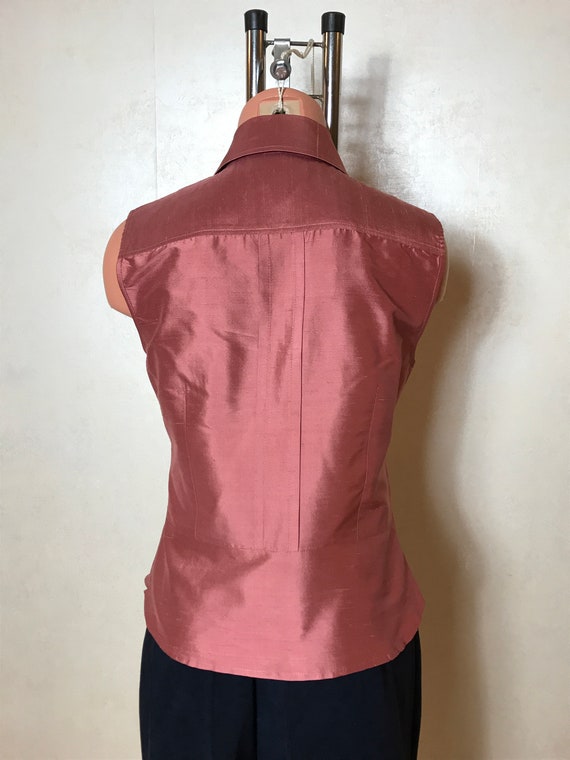 Pink vintage 90s vest, sleeveless shirt, striped … - image 6