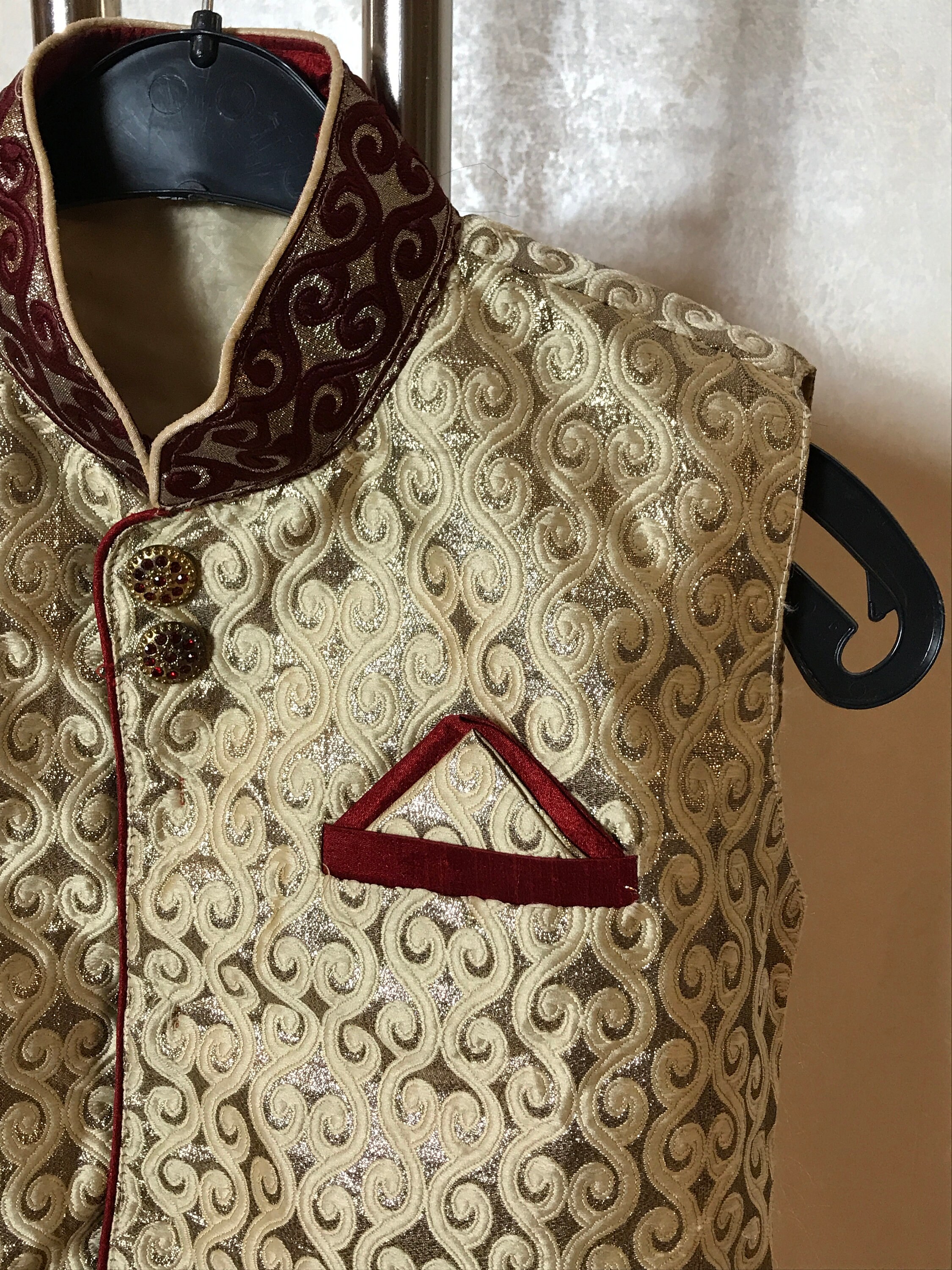 Ethnic Style Vintage Waistcoat Golden and Red Embroidery Etsy UK