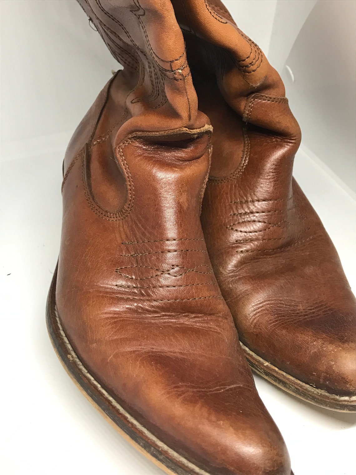Women's Vintage 80s Boots Brown Leather Size Eur 36 Etsy