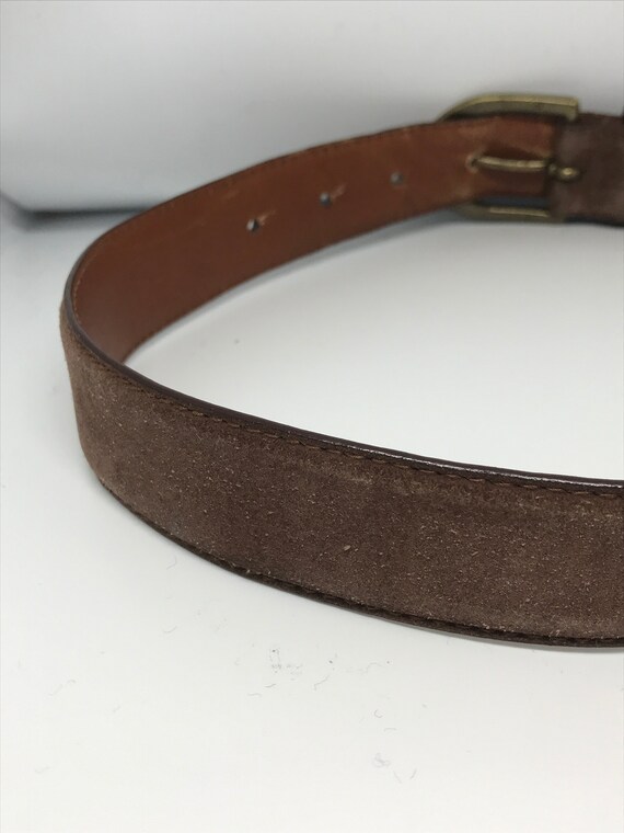 Vintage 80s belt, brown suede leather belt, unise… - image 5