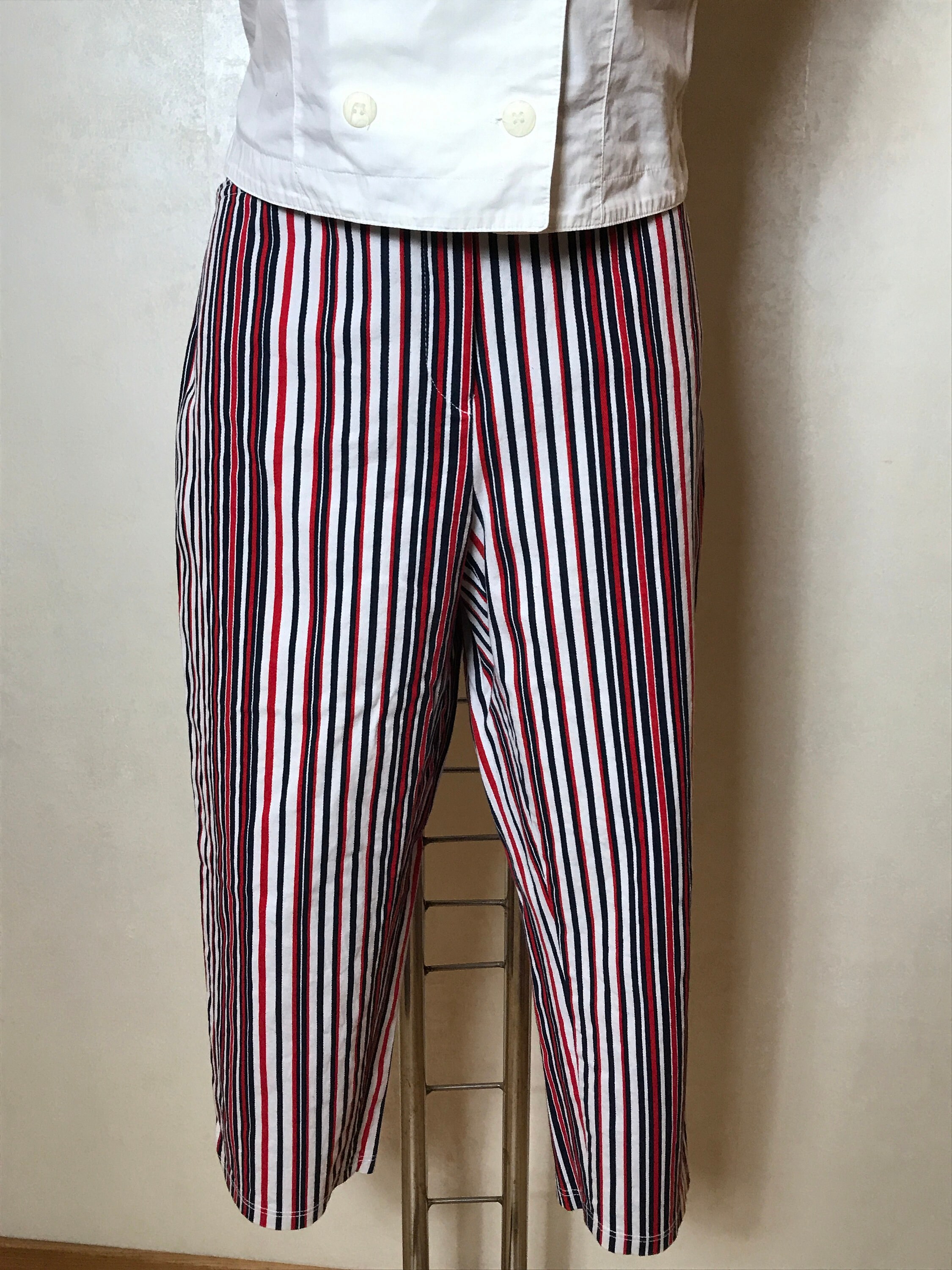 パンツ 1980s 2tac stripe slacks vintage 70s 80s Striped Menswear Trousers - 27.5