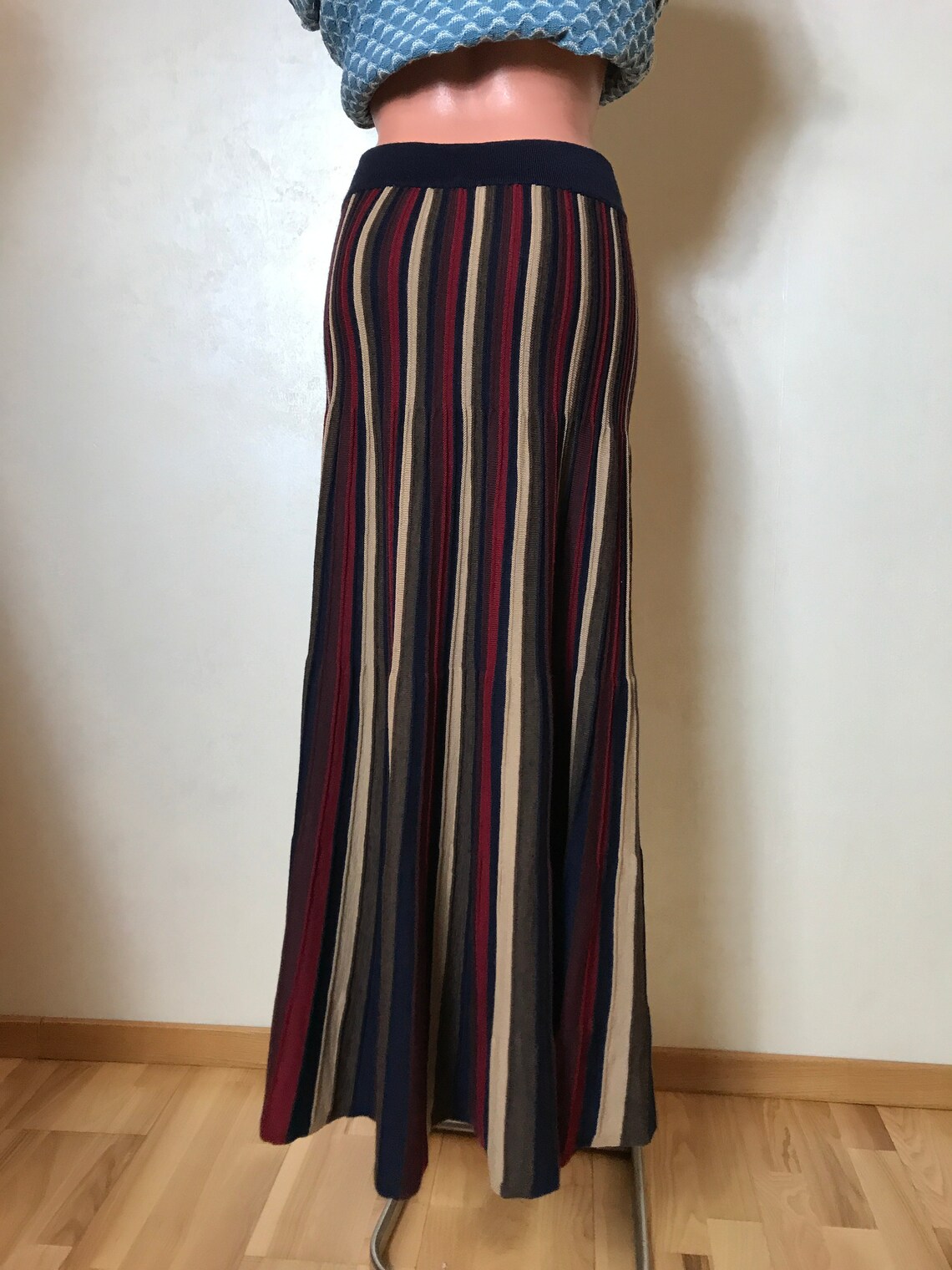 Vintage 90s Skirt Warm Wool Skirt Aline Shape Striped Etsy