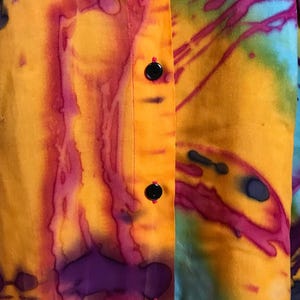 Vintage & moderne topcollectie: 80s zijde turquoise, Zara ruches katoen, bloemenprint, tie dye viscose, maat L afbeelding 19