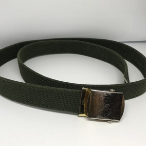 Grüner Vintage Gürtel, unisex Gürtel, Baumwollmaterial, vordere Schnalle Gürtel, dunkelgrün, langen schmalen Gürtel