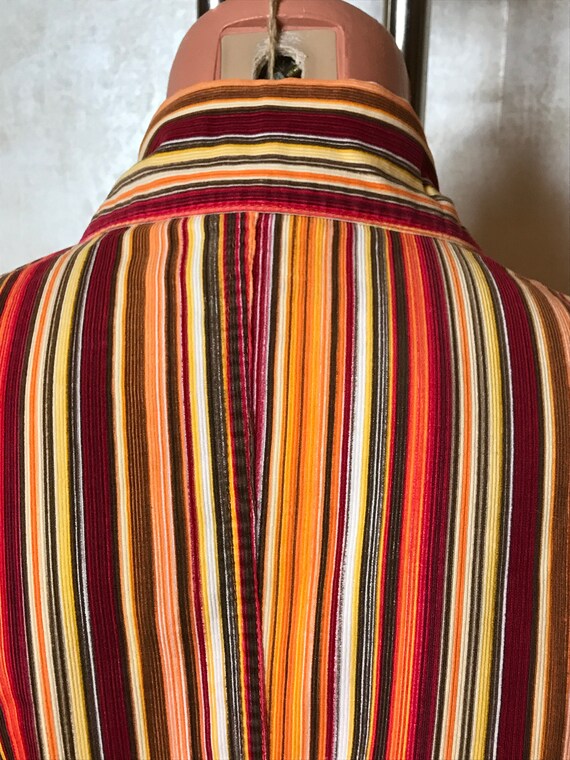 Striped vintage 80s shirt, orange red brown color… - image 9