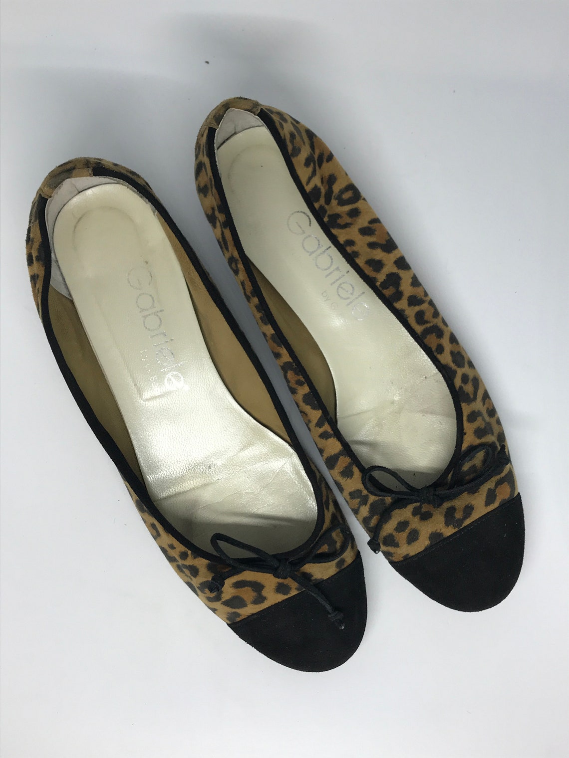 Leopard Vintage 90s ballerina flats brown shoes cap toe low | Etsy