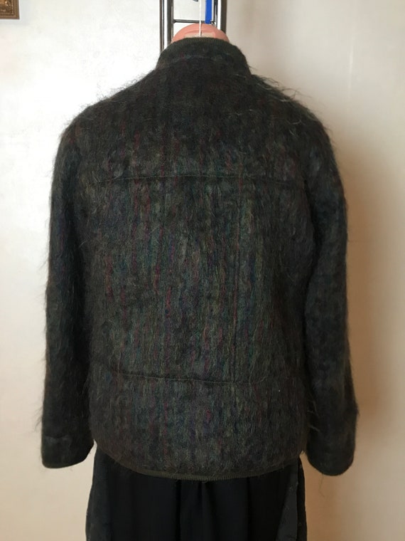 Women's vintage 80s jacket, wool and viscose, flu… - image 9