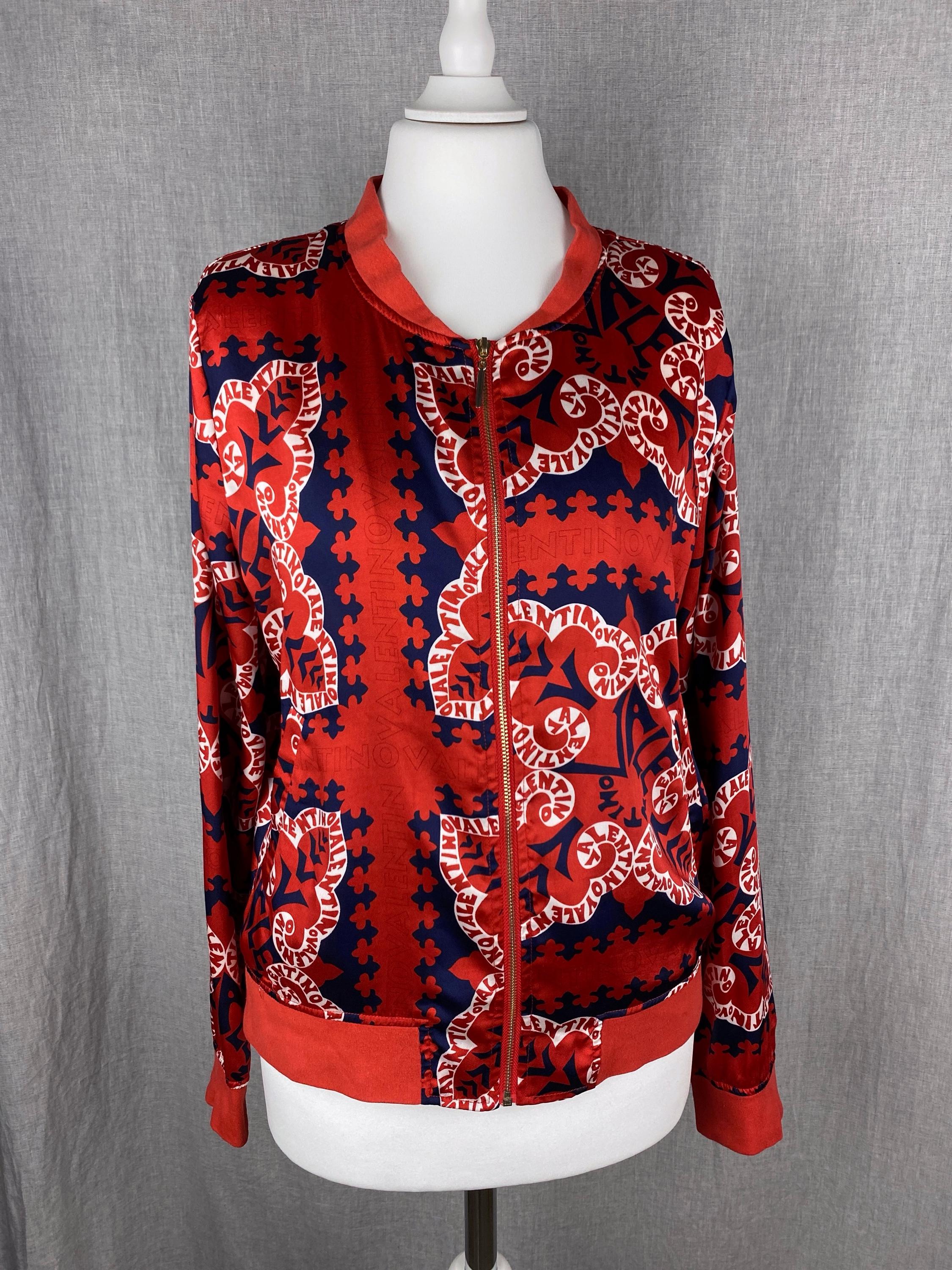 Vintage Valentino Red & Blue Silk Bomber Jacket - Made in Italy