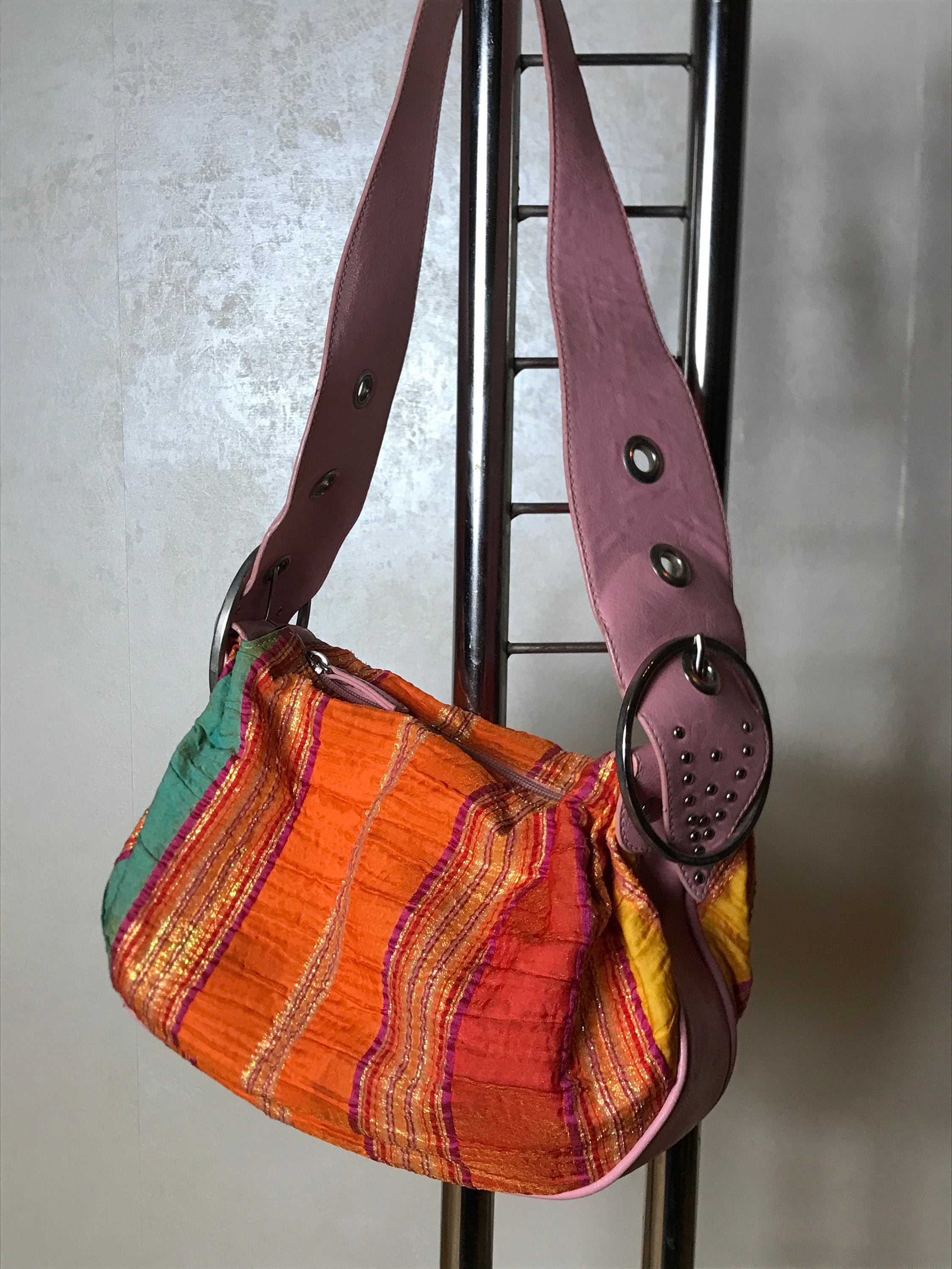 Italian Vintage 90s Purse, One Shoulder Strap, Pink Leather