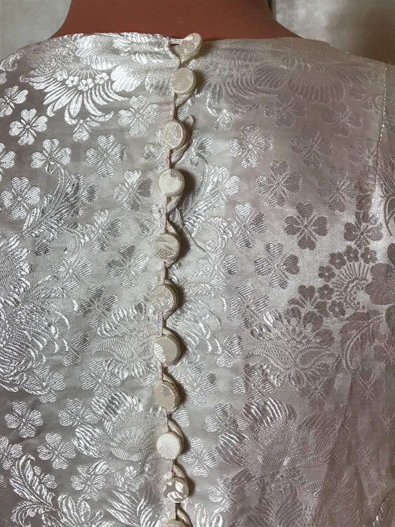 White Vintage 70s Dress Wedding Dress Floral Texture Knee - Etsy
