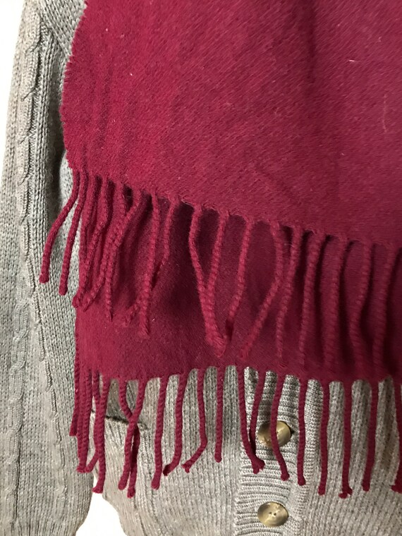 Burgundy vintage 90s scarf, wool fabric, long sca… - image 2