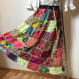 A-line design cotton fabric Pink vintage 80s skirt elastic waist indian skirt kid/'s art embroidery midi length
