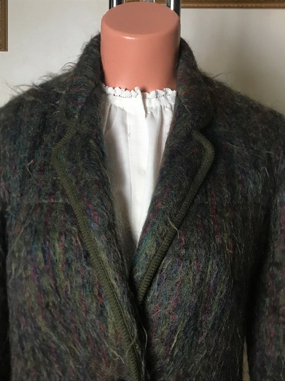 Women's vintage 80s jacket, wool and viscose, flu… - image 2