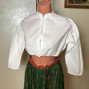 Vintage Blouse Collection: 60s Embroidered, Red Silk Beaded, Cupro Print, Dirndl Top. Size M Qoosl Dirndl M