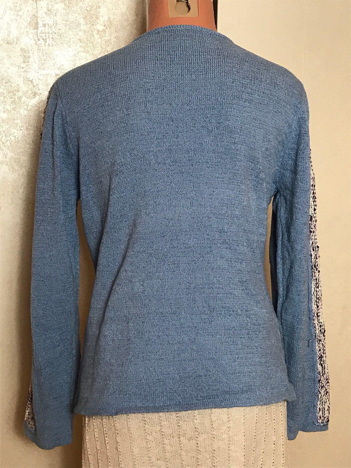 Blue Knitted Womans Sweater With Button up Front - Etsy UK