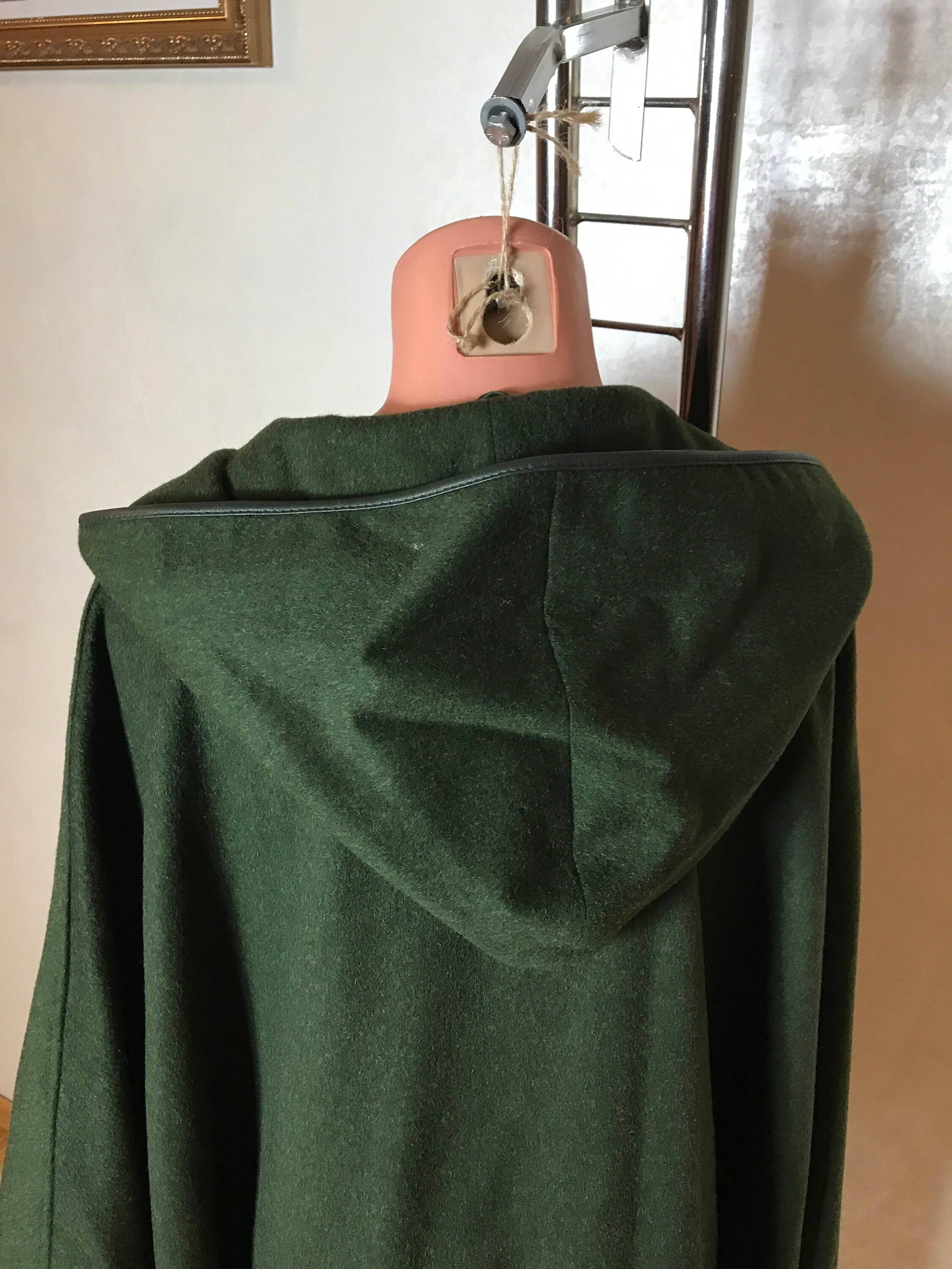 Green Vintage 80s Poncho Coat, Demi Season, Wool Material